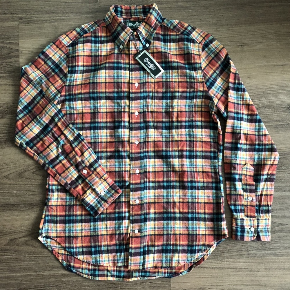 COPY - Burnt Orange Plaid Flannel Shirt in Orange Multi